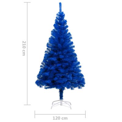 vidaXL Artificial Christmas Tree with LEDs&Stand Blue 82.7" PVC