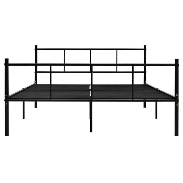 vidaXL Bed Frame Black Metal 55.1 x 78.7 in Durable Adult Bed Frame