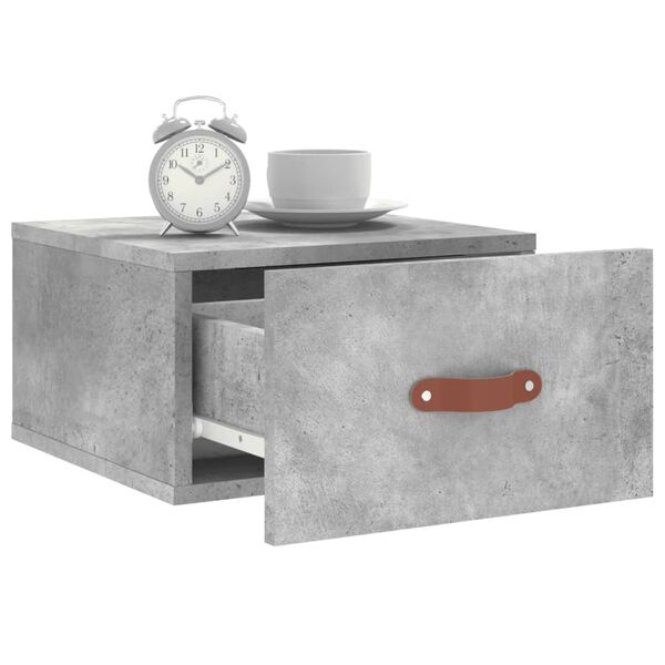 vidaXL Wall-mounted Bedside Cabinet Concrete Grey Engineered Wood