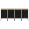 vidaXL Work Cabinet with Drawer 4 pcs Black and Grey 200 x 55 x 85 cm