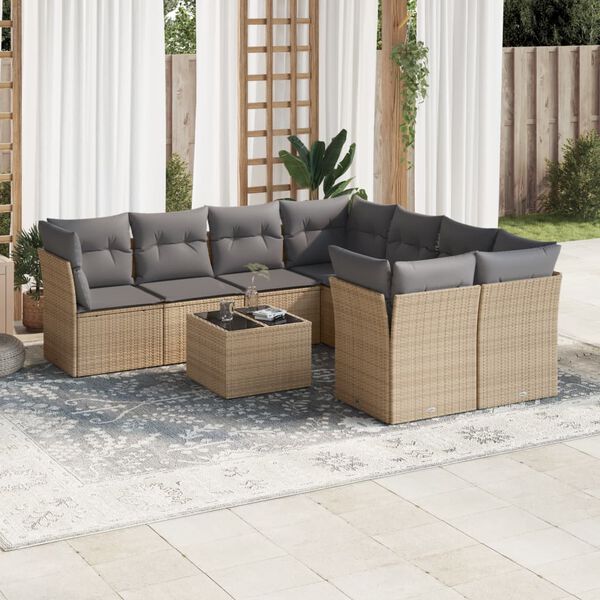 vidaXL Garden Sofa Set Beige, Light Grey