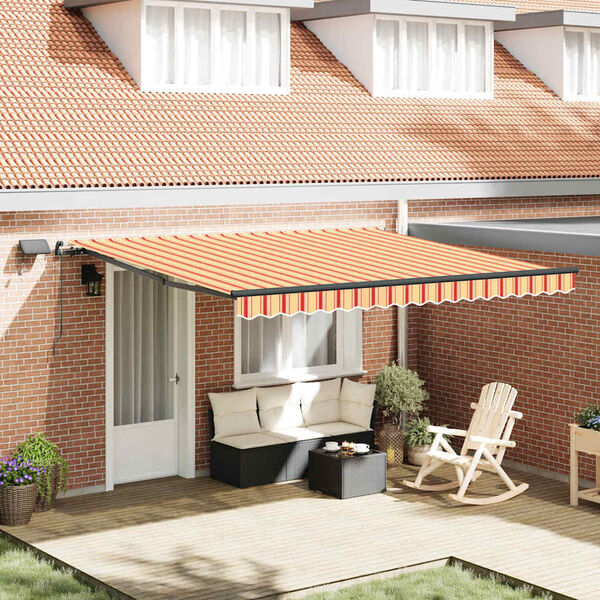 vidaXL Retractable Awning yellow and orange 157.48" x 118.11" fabric