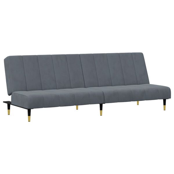 vidaXL Sofa Set Dark Grey Velvet, Wood, Plywood, Metal, Foam Large