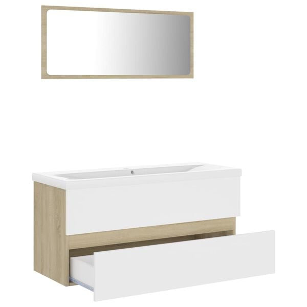 vidaXL Bathroom Furniture Set White Engineered wood Bathroom Furniture Set