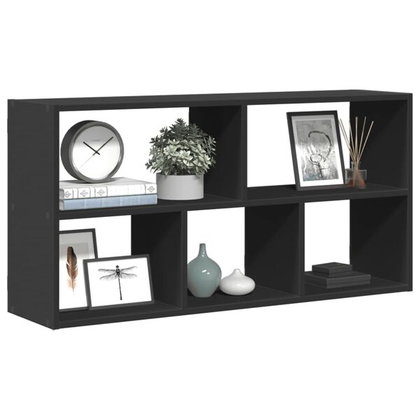 vidaXL Wall Shelf Black Engineered wood Compact Wall Shelf Rectangular
