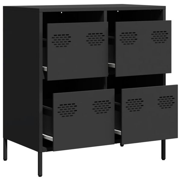 vidaXL Sideboard Black Cold-rolled Steel Medium Sideboard Rectangular