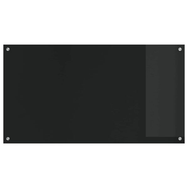 vidaXL Kitchen Backsplash Black 43.31 x 23.62 x 0.24 in Tempered Glass
