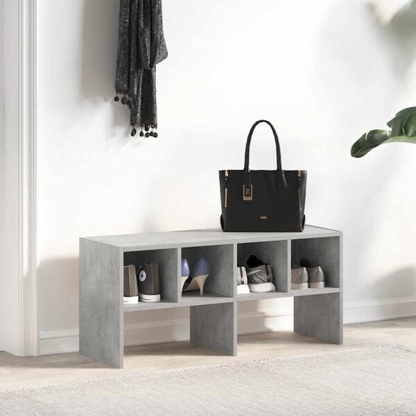 vidaXL Shoe Rack Concrete grey Engineered wood 35.2 x 11.8 x 15.7 in
