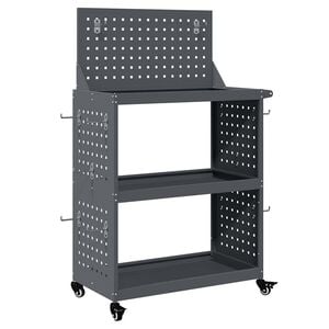 vidaXL Tool Trolley with Shelf Anthracite 25.59 x 13.78 x 43.70 in