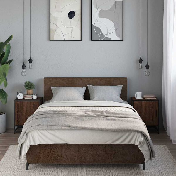 vidaXL Bedside Cabinet Set of 2 Brown Oak Engineered wood, metal