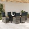 vidaXL Garden Dining Set with Cushion 7 pcs Grey Poly Rattan