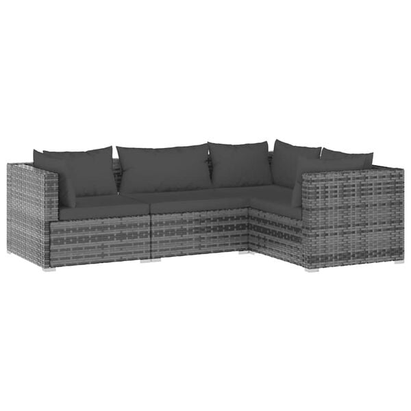 vidaXL Garden Lounge Set Grey PE rattan Large Modular