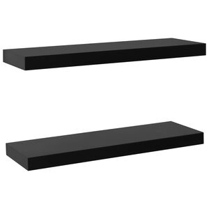 vidaXL Wall Mounted Shelf Set of 2 Black MDF 23.6 in x 7.9 in x 1.5 in