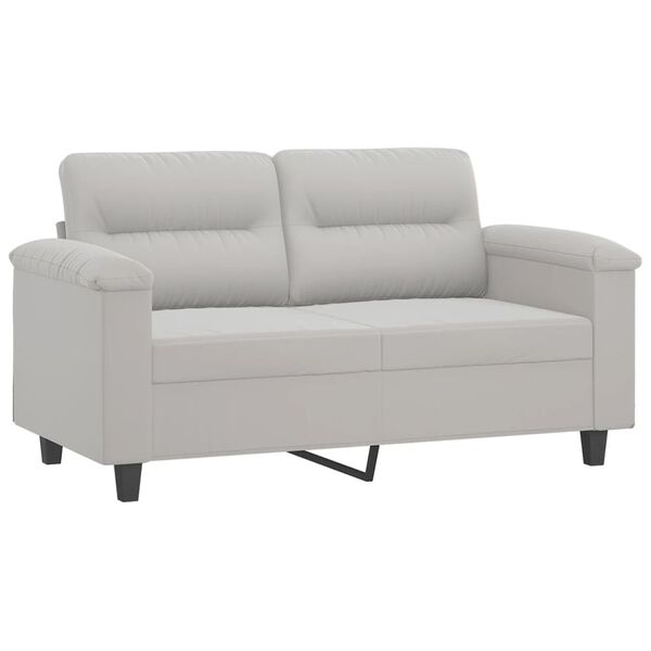 vidaXL 3 Piece Sofa Set with Pillows Light Gray Microfiber Fabric
