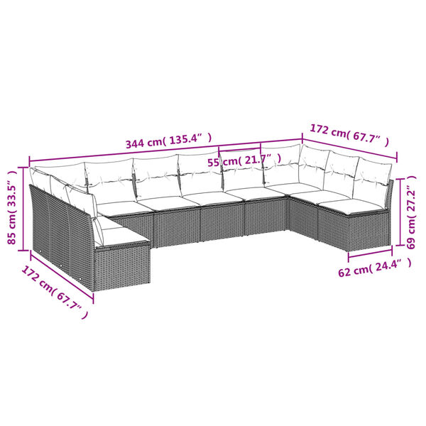 vidaXL Garden Sofa Set Black