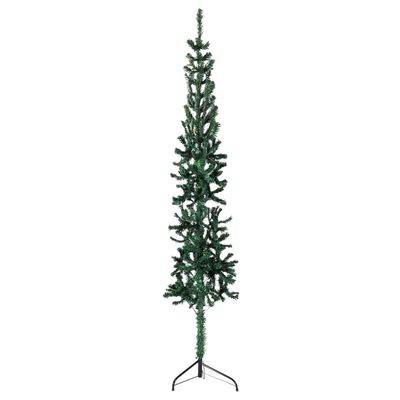 vidaXL Slim Artificial Half Christmas Tree with Stand Green 6 ft