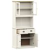 vidaXL Highboard White Solid pine wood, engineered wood, metal, glass