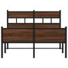 vidaXL Bed Frame Brown Oak Steel, Engineered Wood Small Double Bed Frame