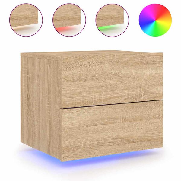 vidaXL Wall-mounted Bedside Cabinet Sonoma oak Engineered wood Medium