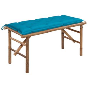 vidaXL Garden Bench Light Blue Cushion Bamboo, Polyester 46.5 in