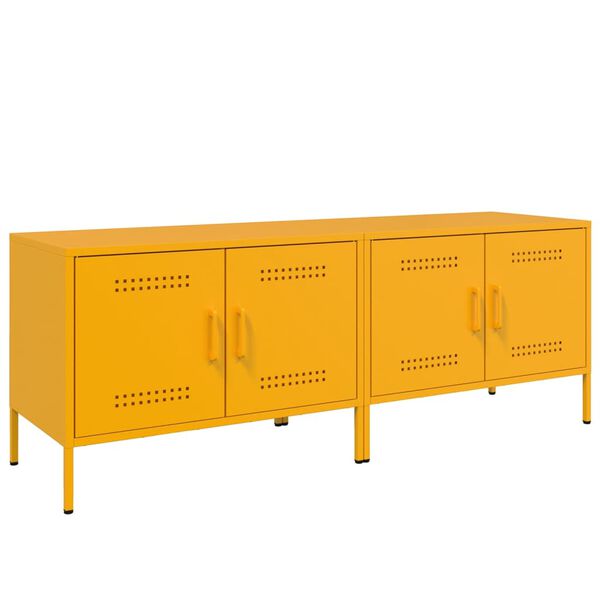 vidaXL TV Cabinet Set of 2 Mustard Yellow Steel 26.8x15.4x19.9 in
