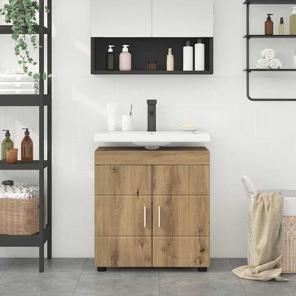 vidaXL Bathroom Cabinet Set TULUM Artisan Oak 23.62 x 13.39 x 24.80 in