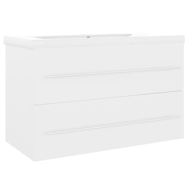 vidaXL Sink Cabinet With Basin White Engineered wood, Ceramic Medium