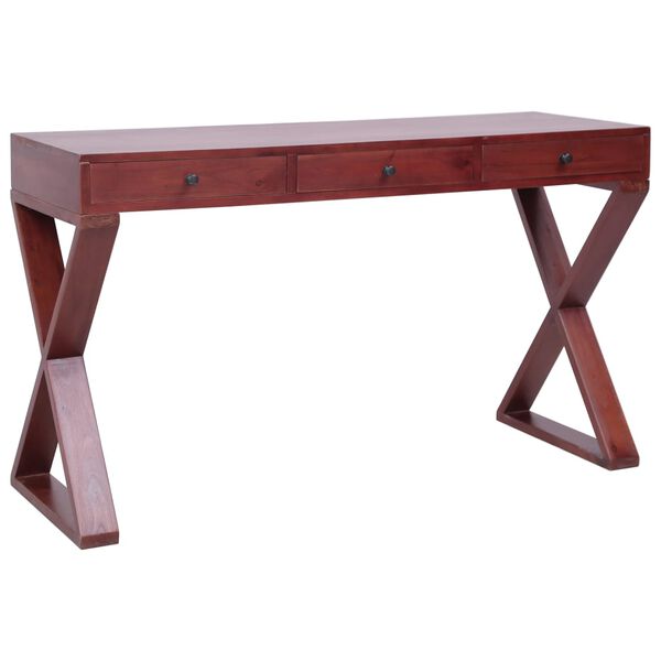 vidaXL Computer Desk Brown Solid Mahogany Wood 45.3 x 18.5 x 30.3 in