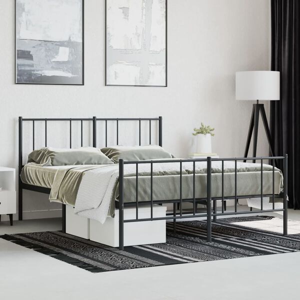 vidaXL Bed Frame Black Powder-coated steel Full Bed Frame Rectangular