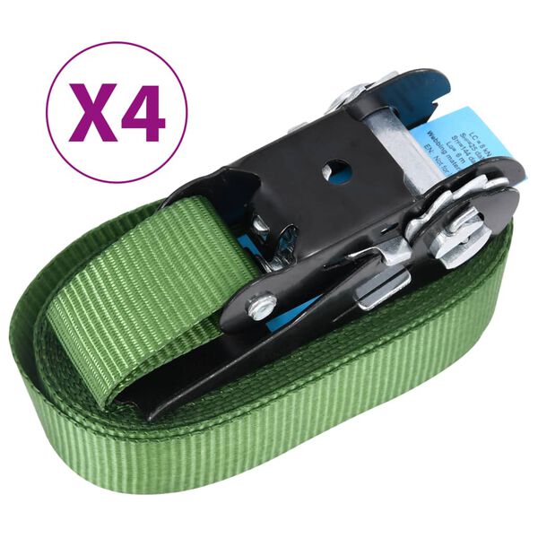 vidaXL Ratchet Tie Down Straps 4 pcs 800 daN 19.7 ' Green