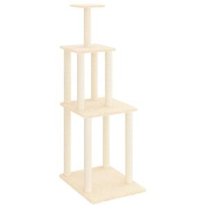 vidaXL Cat Tree Cream Engineered wood, plush, sisal 58.7 in Cat Tree