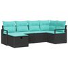 vidaXL Garden Sofa Set with Cushion 6 pcs Black Poly Rattan