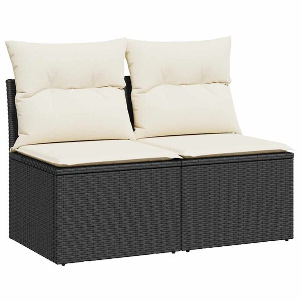 vidaXL Garden Sofa Set Black, Cream White