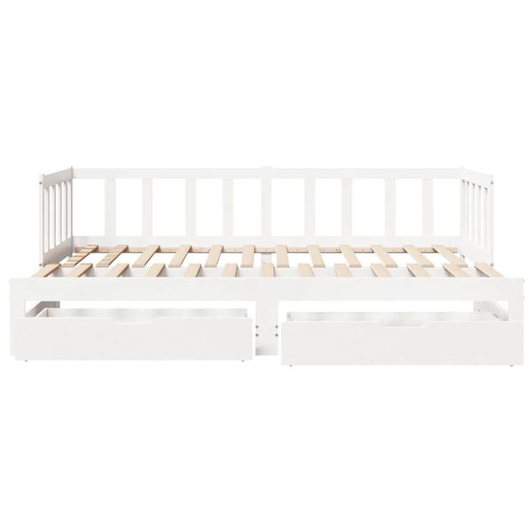 vidaXL Daybed With Trundle White Solid pine wood 31.5 x 79 in