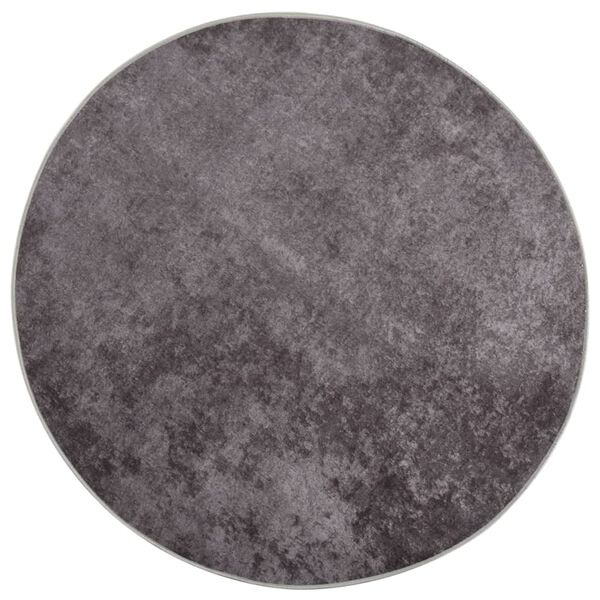 vidaXL Rug Grey 100% Polyester Ø 47.2 in Decorative Inlays Rug Round