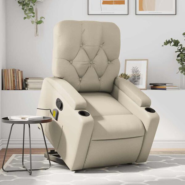 vidaXL Stand Up Massage Recliner Chair Cream