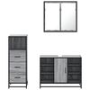 vidaXL Bathroom Furniture Set Grey sonoma Engineered wood, metal, glass