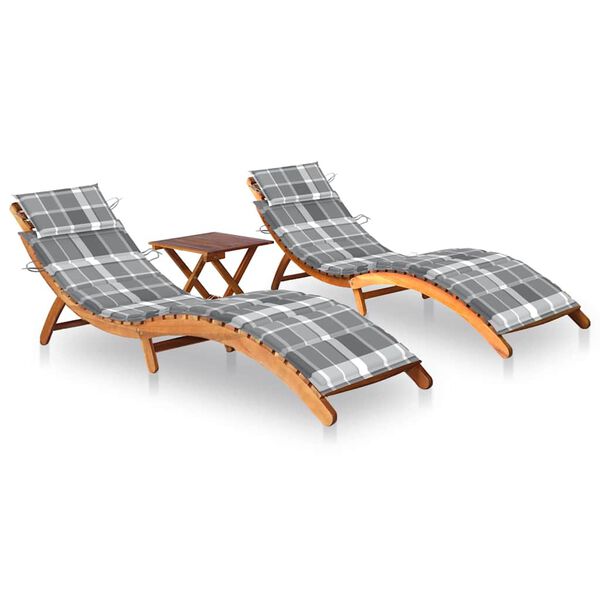 vidaXL Sun Lounger Natural Solid acacia wood Standard Foldable