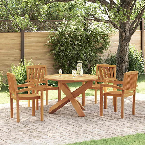vidaXL 5 Piece Patio Dining Set Solid Wood Teak