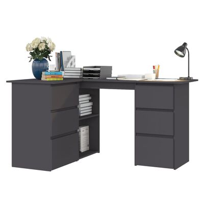 vidaXL Corner Desk Gray 57.1"x39.4"x29.9" Engineered Wood