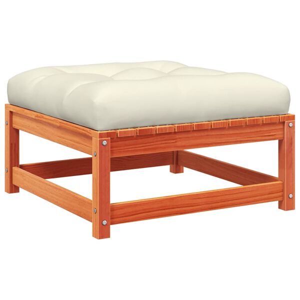 vidaXL Patio Footstool Wax Brown and Cream Solid Pine Wood 27.6 Inches