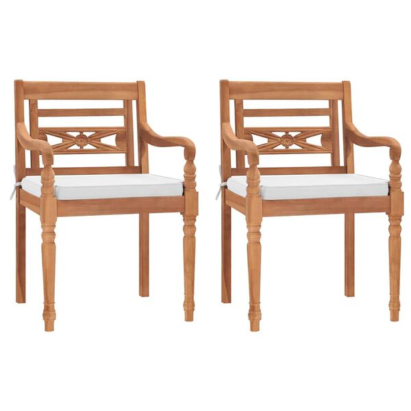 vidaXL Garden Chair Set of 2 Brown Teak wood and cotton Standard
