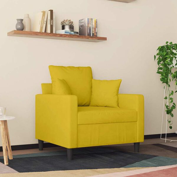 vidaXL Sofa Chair Yellow Velvet, Metal Single Durable Sofa Chair