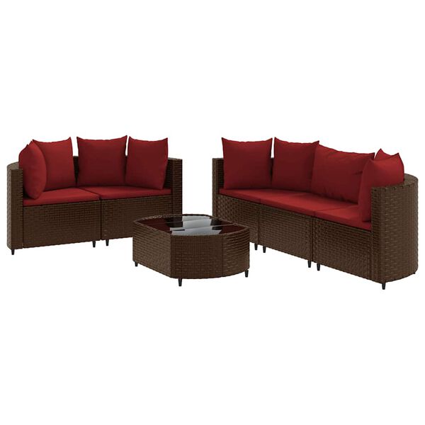 vidaXL Patio Sofa Set Set of 6 Brown