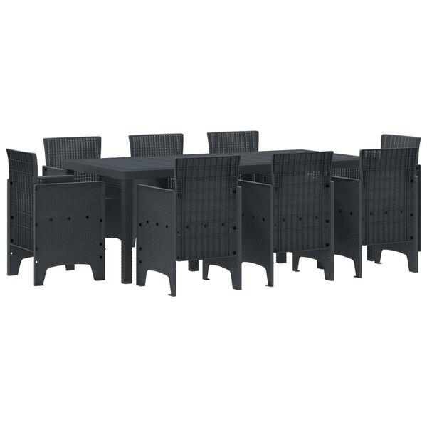 vidaXL Garden Dining Set 9 pcs Anthracite Polt rattan