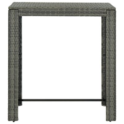 vidaXL 7 Piece Patio Bar Set with Cushions Poly Rattan Gray