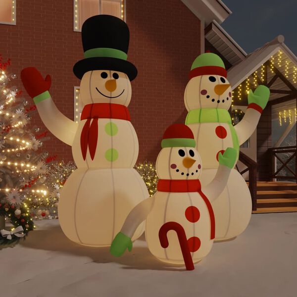 vidaXL Inflatable Snowman Family Multicolor Oxford fabric with PU coating