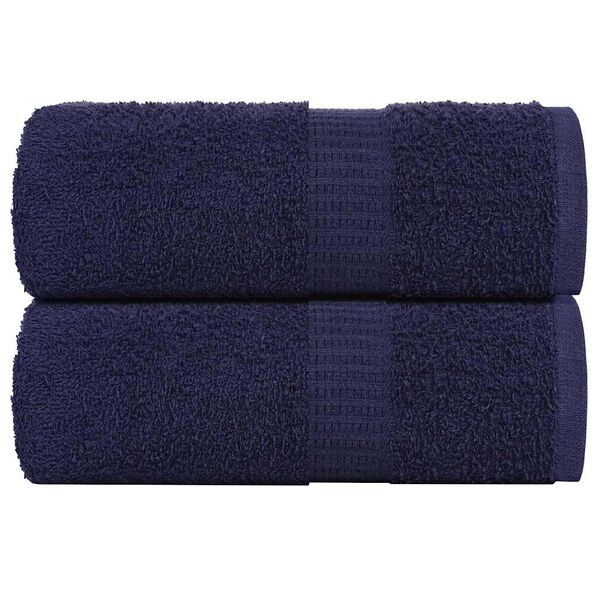 vidaXL Guest Towel Set of 2 Navy Blue 100% ring-spun cotton