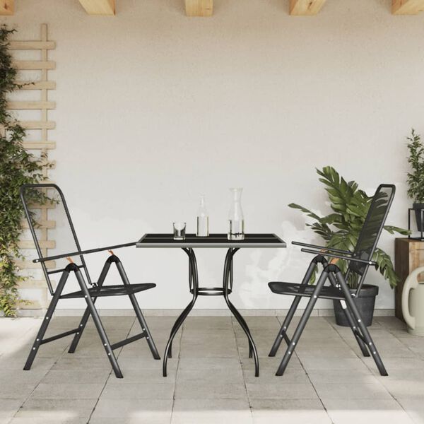 vidaXL Garden Dining Set Anthracite Metal Mesh Medium Foldable