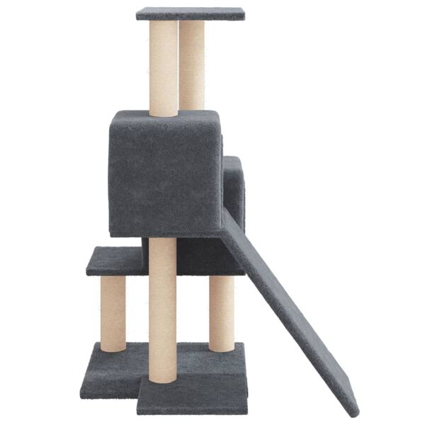 vidaXL Cat Tree Dark grey Engineered wood, plush, sisal 32.3 in